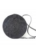 Ata Rattan round flower pattern handwoven bag in black